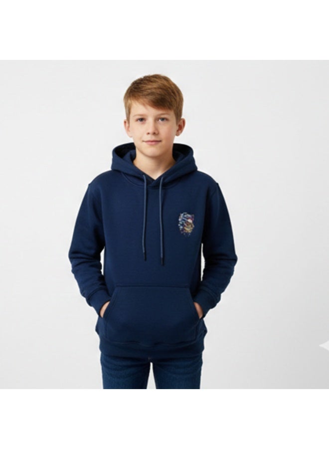 Caesar Milton boys' winter hoodie with prints on the chest and back - Image 1
